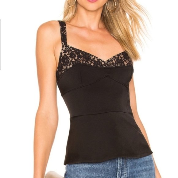 BCBGMaxAzria Corset Crepe Lace Trim Tank - Picture 3 of 9